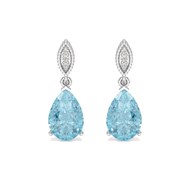 Boucles d'Oreilles Sophia Or Blanc 9 Carats et Topaze Blue Sky | Bijoux Célestes ADEN avec Diamants