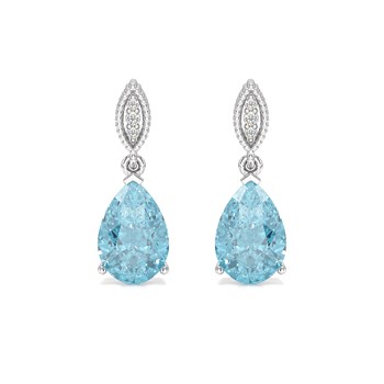 Boucles d'Oreilles Sophia Or Blanc 9 Carats et Topaze Blue Sky | Bijoux Célestes ADEN avec Diamants