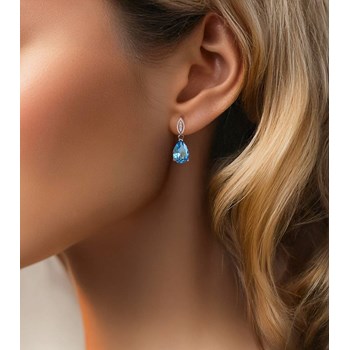 Boucles d'Oreilles Sophia Or Blanc 9 Carats et Topaze Blue Sky | Bijoux Célestes ADEN avec Diamants