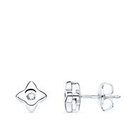 Boucles d'Oreilles Solitaires Diamants Naturels 0.04 Carats - Or 18 Carats 750 Blanc - Etoiles