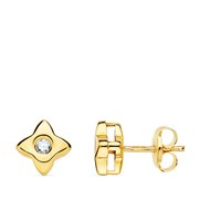 Boucles d'Oreilles Solitaires Diamants Naturels 0.10 Carats - Or 18 Carats 750 Jaune - Etoiles