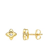 Boucles d'Oreilles Solitaires Diamants Naturels 0.04 Carats - Or 18 Carats 750 Jaune - Etoiles