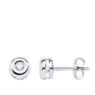 Boucles d'Oreilles Solitaires Diamants Naturels 0.14 Carats - Or 18 Carats 750 Blanc - Rondes