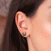 Boucles d'Oreilles Or 18 Carats 750 Jaune Motif Fleur - Malachite et Zirconium - vue V2