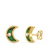 Boucles d'Oreilles Or 18 Carats 750 Jaune Lune - Malachite et Zirconium - vue V1