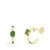 Boucles d'Oreilles Demi Créoles Emeraudes - Or 18 Carats 750 Jaune - vue V1