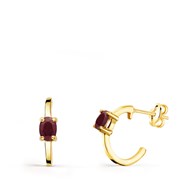 Boucles d'Oreilles Demi Créoles Rubis - Or 18 Carats 750 Jaune