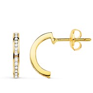 Boucles d'Oreilles Demi Créoles Diamants Naturels 0.224 Carats - Or 18 Carats 750 Jaune