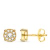 Boucles d'Oreilles Solitaires Accompagné Diamants Naturels 0.365 Carats - Or 18 Carats 750 Jaune - vue V1