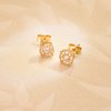 Boucles d'Oreilles Solitaires Accompagné Diamants Naturels 0.365 Carats - Or 18 Carats 750 Jaune - vue V2