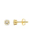 Boucles d'Oreilles Solitaires Accompagné Diamants Naturels 0.254 Carats - Or 18 Carats 750 Jaune - vue V1