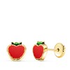 Boucles d'Oreilles Or 18 Carats 750 Jaune et émail - Pommes - vue V1