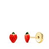 Boucles d'Oreilles Or 18 Carats 750 Jaune et émail - Fraises - vue V1