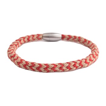 Bracelet Homme Cordon Rouge Et Beige