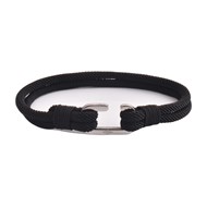 Bracelet Homme Double Corde Noir Attache Mousqueton