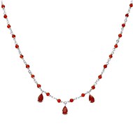 Collier Argent Rhodié Et Pierres Naturelles Onyx Rouge