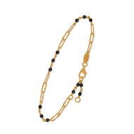 Bracelet En Argent Doré Maillon Pierre Spinelle Noire