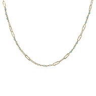Collier Argent Doré Maillon Pierre Amazonite