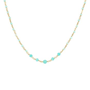 Collier Argent Doré Cascade Pierre Amazonite