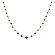 Collier Argent Doré Cascade Pierre Spinelle Noire