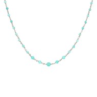 Collier Argent Rhodié Cascade Pierre Amazonite