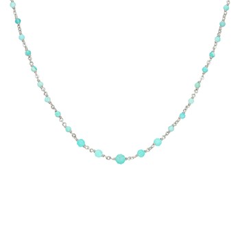 Rhodium zilveren ketting Amazoniet steen Cascade