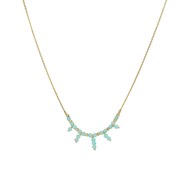 Collier Argent Doré Pierre Fine Amazonite