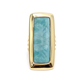 Sterling Silver Long Volume Ring Made Of Natural Amazonite Stone