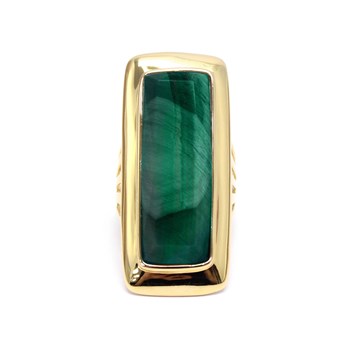 Sterling Silver Long Volume Ring In Natural Malachite Stone
