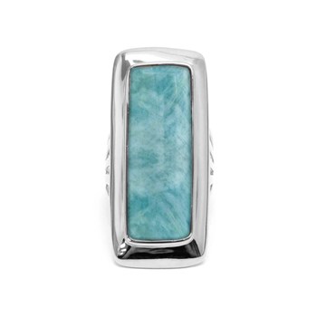 Natural Amazonite Stone Long Silver Volume Ring