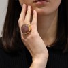 Bague à Volume Carrée En Argent Doré Et Pierre Naturelle Malachite - vue V2