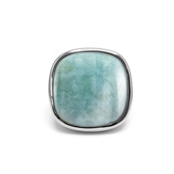 Bague à Volume Carrée En Argent Et Pierre Naturelle Amazonite