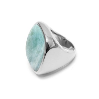 Bague à Volume Carrée En Argent Et Pierre Naturelle Amazonite