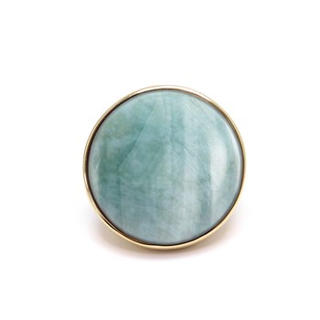 Bague Cabochon Luxe En Argent Doré Et Pierre Naturelle Amazonite
