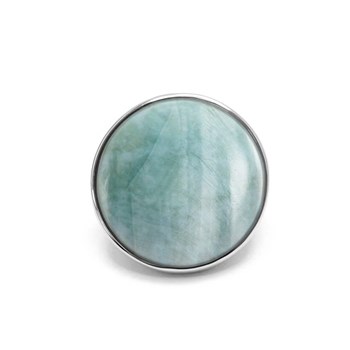 Luxury Silver Cabochon Ring with Natural Amazonite Stone