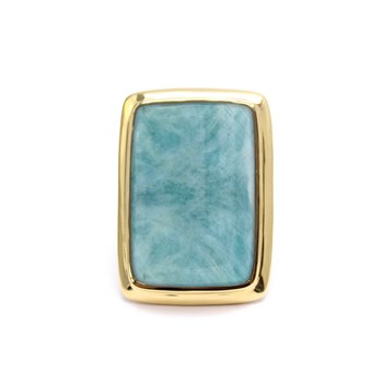 Sterling Silver and Amazonite Natural Stone Rectangle Volume Ring