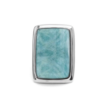 Amazonite Silver And Natural Stone Rectangle Volume Ring