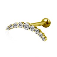 Piercing plaqué or pour l'oreille avec cristaux ( 8mm)