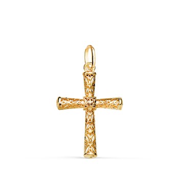 Pendentif  - Médaille Croix Or 18 Carats 750 Jaune - Filigrane - Chaine Offerte
