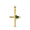 Pendentif  - Médaille Croix Or 18 Carats 750 Jaune - Coeur Malachite - Chaine Offerte - vue V1