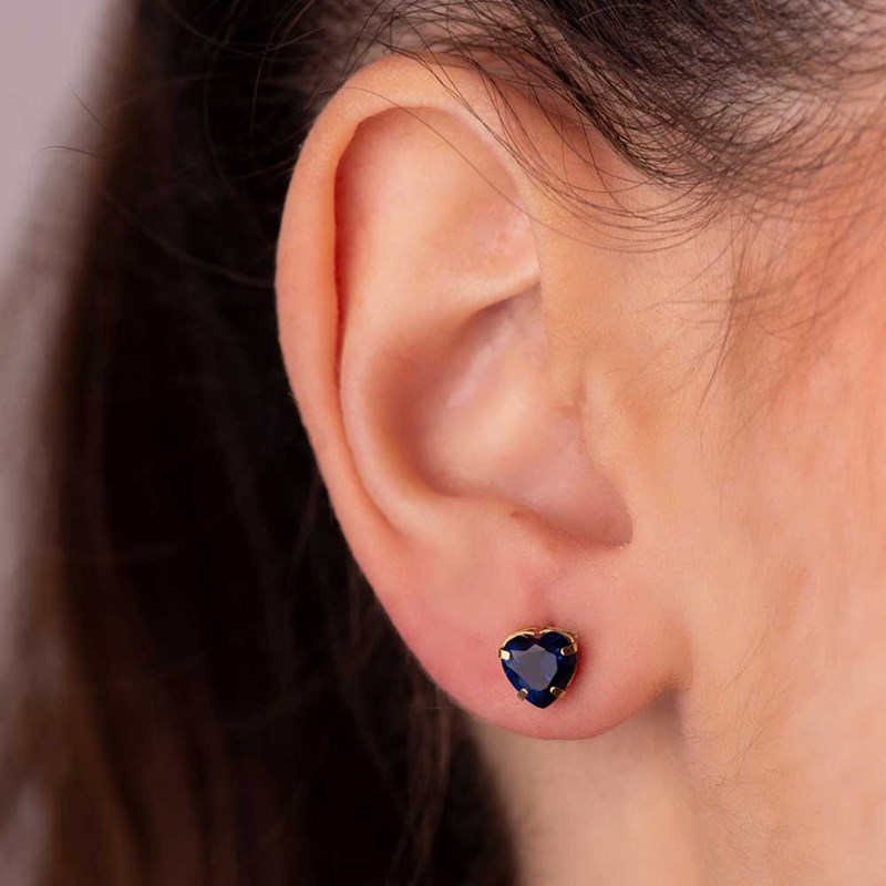 Boucles d'Oreilles Or 18 Carats 750/000 - Zirconiums Bleu Saphir - vue 2