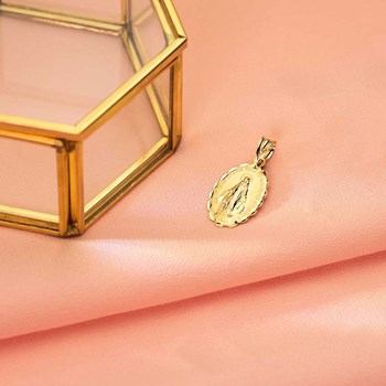 Pendentif - Médaille Vierge Miraculeuse Or Jaune - Chaîne Offerte