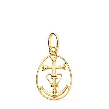 Pendentif Médaille Croix Camarguaise Or Jaune - Chaine Offerte
