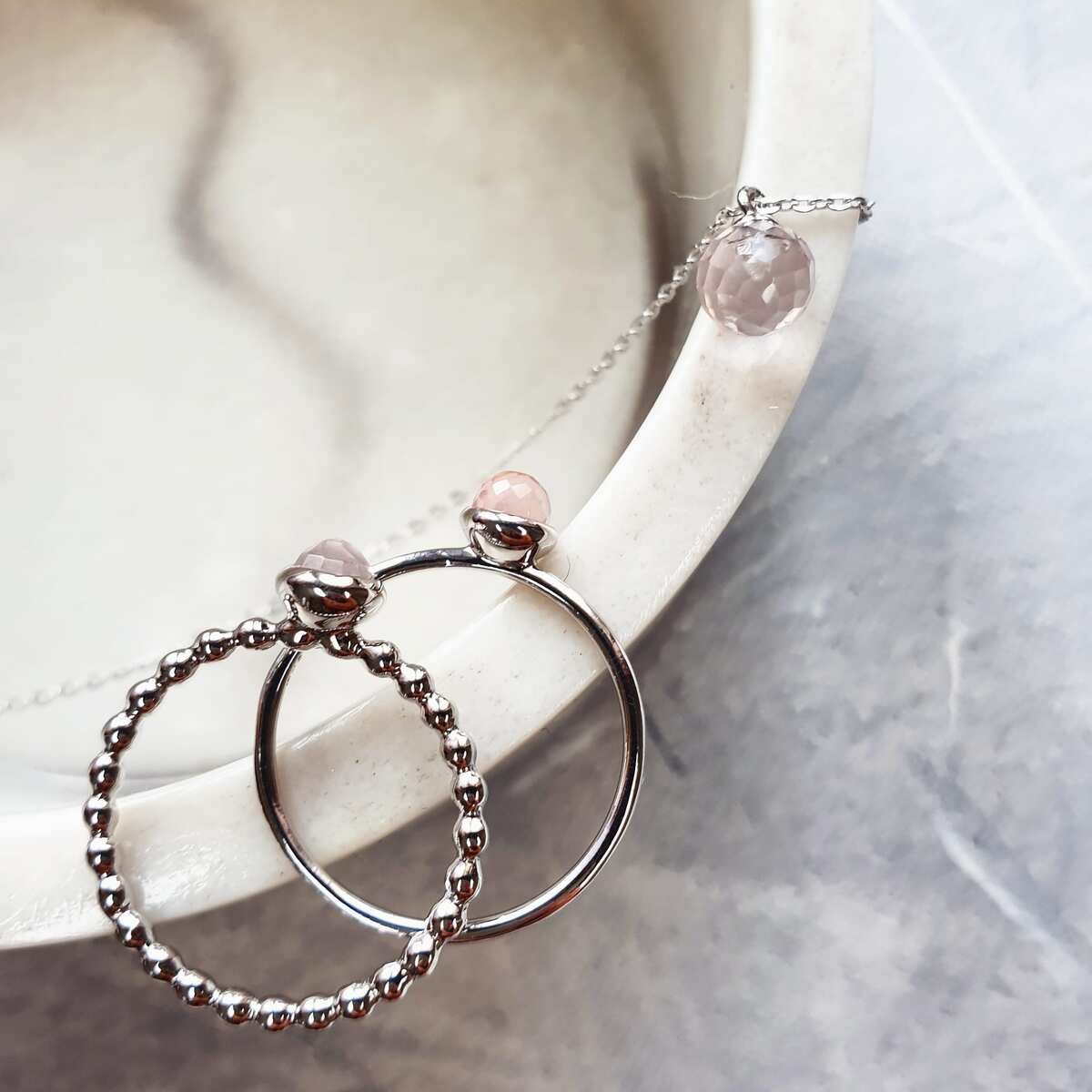 Bague quartz rose, Argent 925 - vue 3