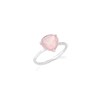Bague coeur quartz rose, Argent - vue V1