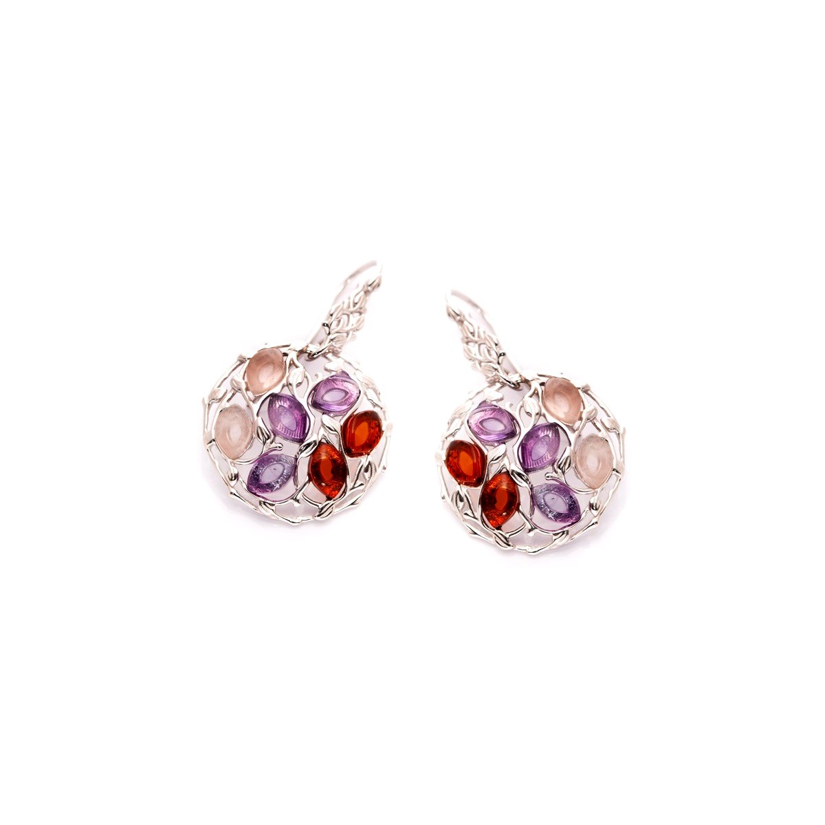 Boucle d'oreille rond multipierres