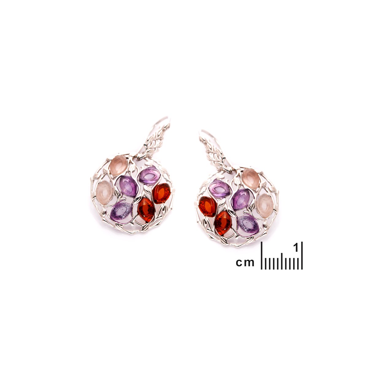 Boucle d'oreille rond multipierres - vue 2