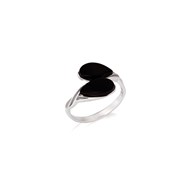 Bague agate noire teintée, Argent