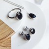 Boucle d'oreille onyx vert, Argent - vue V3