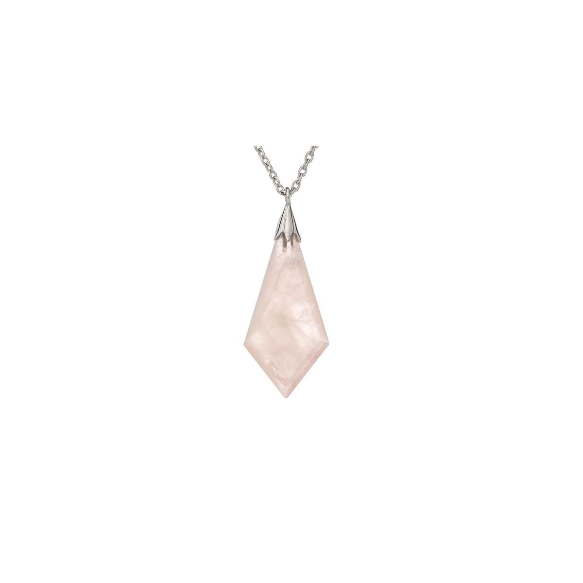 Collier quartz rose, Argent 925